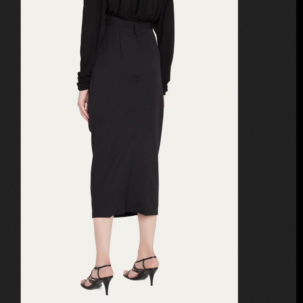 Auc NWT Dries Van Noten Salfa Draped gabardine Midi Black Skirt - Picture 13 of 14